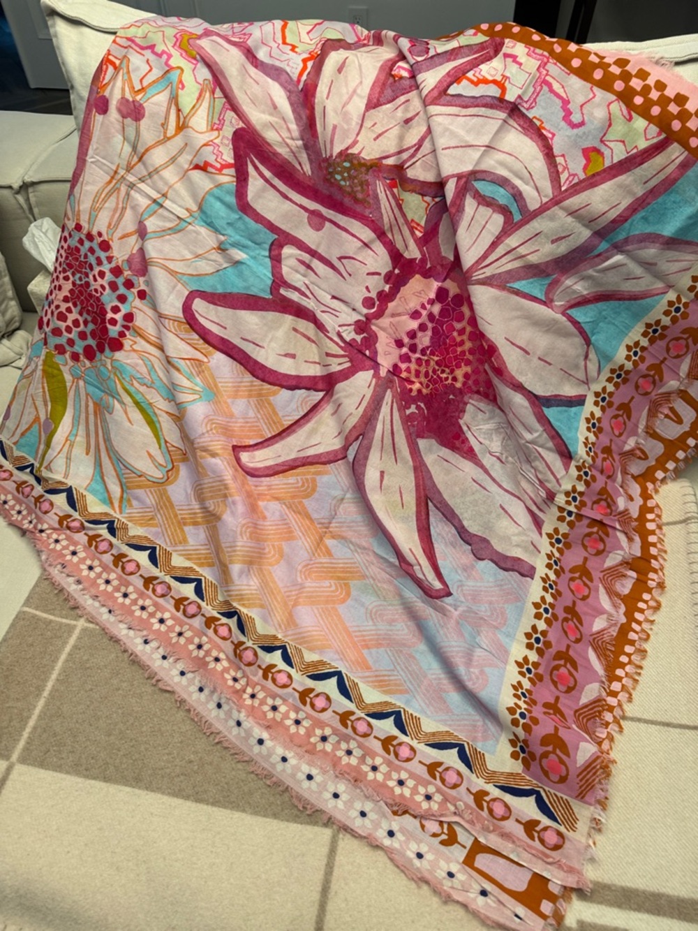 Zimmermann signature Colorful Floral fringe cotton pareo/scarf - Picture 5 of 9